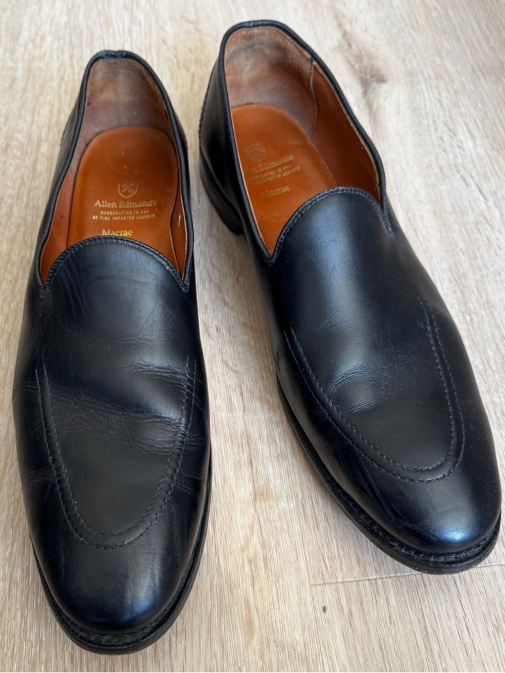 Allen Edmonds Macrae Wholecut Black Leather Loafers Dress Shoes 13D Formal